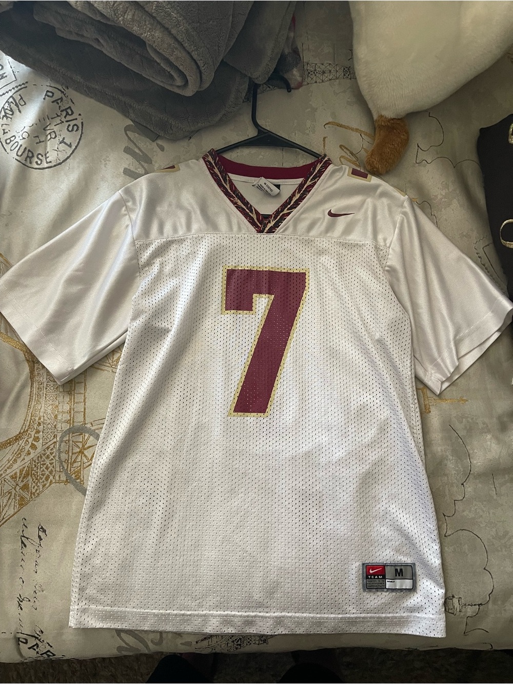 Nike White Football Jersey with Garnet & Gold Accents